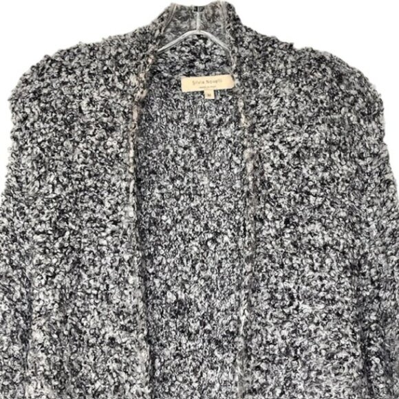 Silvia Novelli Italian Mohair Blend Open Cardigan Fuzzy/Curly - M - Black/Grey - Picture 3 of 11